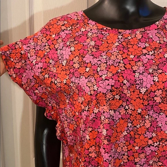 Michael Kors Pink and Orange Floral Short Sleeve Top NWTs - Picture 9 of 11